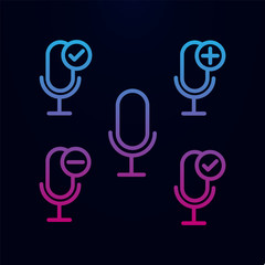 Poster - Microphone, plus, remove, minus sign nolan icon. Simple thin line, outline vector of web icons for ui and ux, website or mobile application