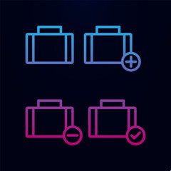 Poster - Suitcase, plus, check, minus sign nolan icon. Simple thin line, outline vector of web icons for ui and ux, website or mobile application