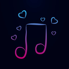Poster - musical note with hearts sketch nolan icon. simple thin line, outline vector of wedding icons for ui