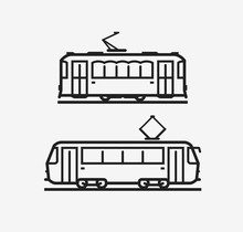 Tram Icon. City Public Transport Sign. Vector Illustration