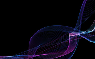 Dark abstract background with a glowing abstract waves