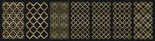 Arabic Seamless Pattern With Golden Islamic Ornament Pack On Black Background