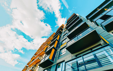 Detail of Modern residential flat apartment building exterior