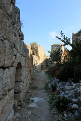 Wall Mural - Korikos fortress in the Turkish province of Mersin on the Mediterranean coast, ancient ruins