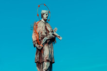John Of Nepomuk Statue On Charles Bridge. Prague, Czech Republic