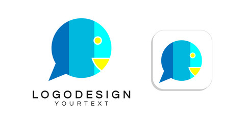 Poster - chat logo design. icon vector colorful