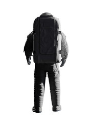 Wall Mural - astronaut looking into empty space, isolated on white background