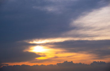 The evening sky with the sun