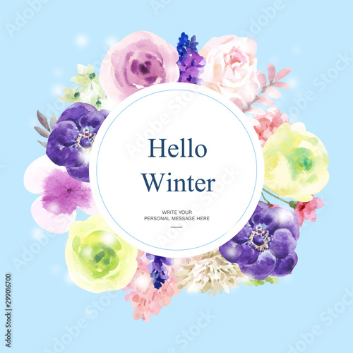 hello winter, vectors watercolor painting for desing