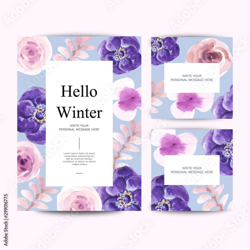 hello winter, vectors watercolor painting for desing