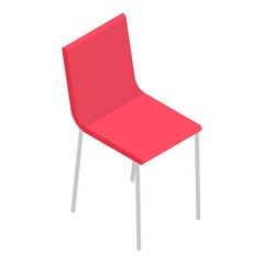 Sticker - Red plastic chair icon. Isometric of red plastic chair vector icon for web design isolated on white background