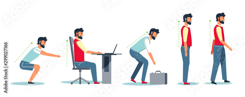 Fotomural Posture and healthy spine, correct sitting at desk, ergonomics advice