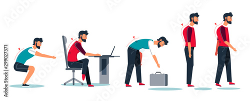 Cuadros en Lienzo Incorrect posture, wrong sitting position and sport exercise performance