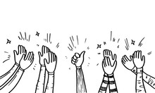 Hand Drawn Sketch Style Of Human Hands Clapping Ovation