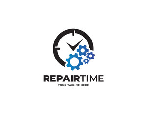 Wall Mural - repair time design logo template vector