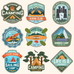 Wall Mural - set of summer camp badges, patches. vector. concept for shirt or logo, print, stamp, patch. design w