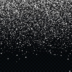 Wall Mural - falling white snow. winter christmas illustration. snowfall isolated on transparent dark background.