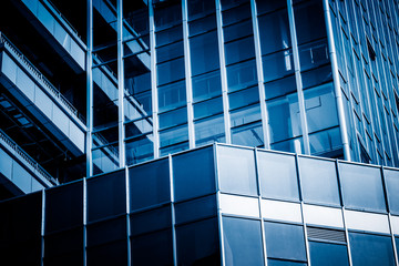 Close-Up of Modern Office Buildings in city of China.