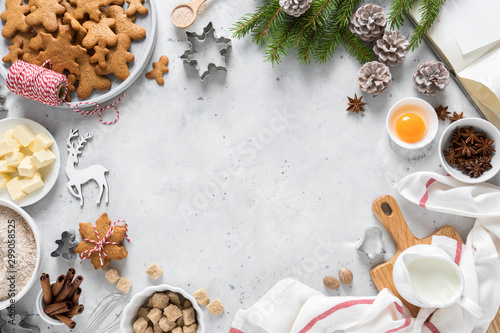 Cuadros en Lienzo Christmas or Xmas baking culinary background