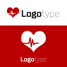 Red Heart Rate Icon Isolated On White Background. Heartbeat Sign. Heart Pulse Icon. Cardiogram Icon. Logo Design Template Element. Vector Illustration