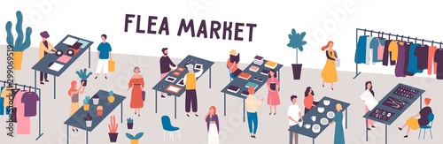 Fotomural Flea market flat vector illustration