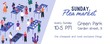 Flea market flyer vector template. Rag fair invitation, event announcement. Swap meet, junk bazaar flat illustration. Buyers and sellers faceless characters. Leaflet, banner design.