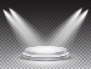 Wall Mural - podium stand isolated on transparent background. white circle plinth, pillar or display stage. vecto