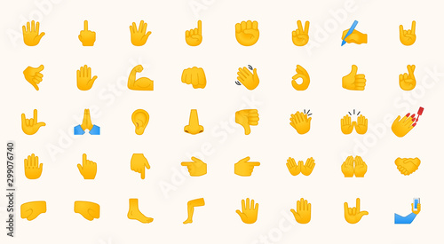 Fotomural Hand Emojis Gestures Vector Icons Set