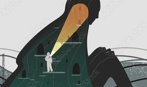 Fotomural Mindfulness and self analysis flat vector illustration