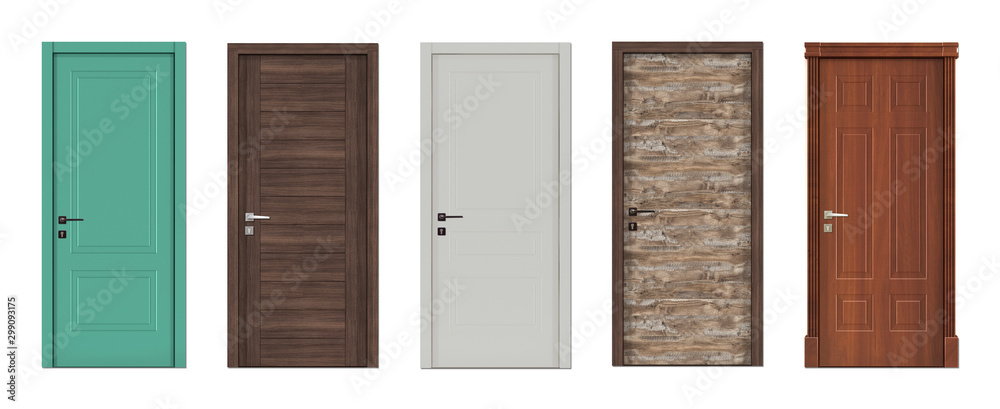 Doors for modern interior  3D render. - obrazy, fototapety, plakaty 