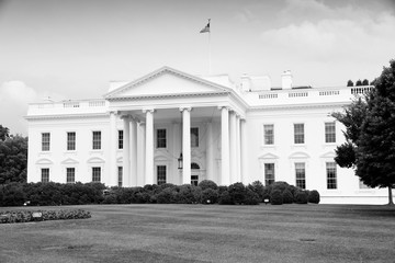 Sticker - White House. Black and white vintage style.