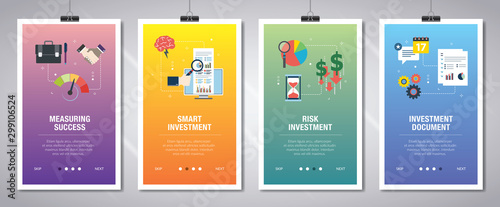 Cuadros en Lienzo Internet banner set with investment, success and risk.