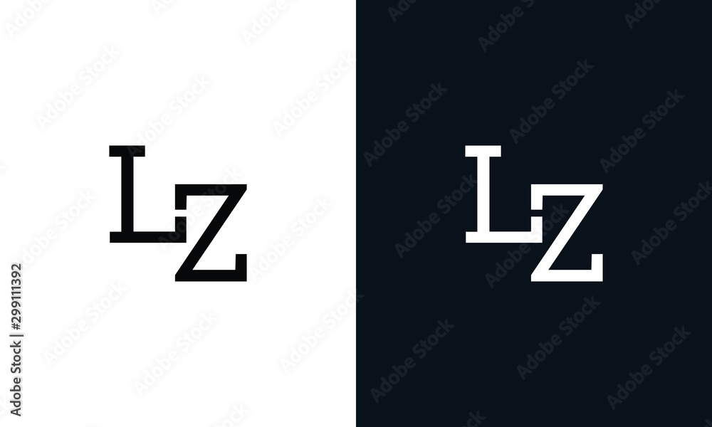 Minimalist line art letter LZ logo. This logo icon incorporate with two letter in the creative way. - obrazy, fototapety, plakaty 