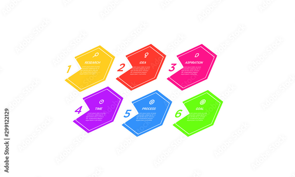 Vector hexagon Infographic stack chart design with icons and 6 options ...