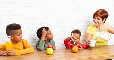 Poster - African American brothers having breakfast