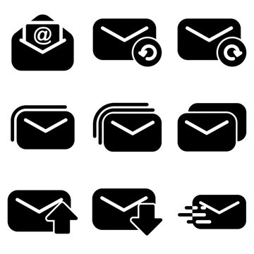 Set of Mail icon with trendy flat style icon for web, logo, app, UI design. isolated on white background. vector illustration eps 10