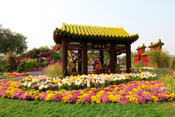 Chinese classical architecture is in a park