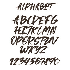 Alphabet letters. Black handwritten font drawn 