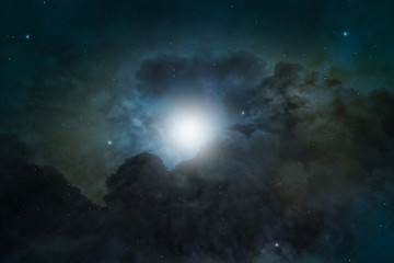 Wall Mural - shining light in the middle of a nebula