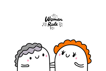 Leinwandbilder - Women rule hand drawn vector illustration in cartoon comic style granny and young