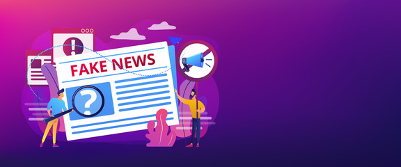 Poster - false information broadcasting. press, newspaper journalists, editors. fake news, junk news content,