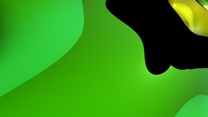 Poster - abstract composition smooth flowing forms of bright colors, yellow-green-black,3D graphics