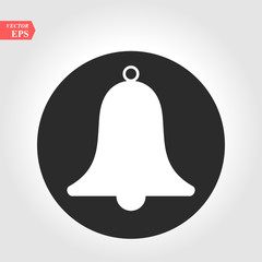 Notification bell icon for incoming inbox message. Bell for alarm clock and smartphone application alert icon. Bell Icon in trendy flat style isolated on grey background. Bell flat design icon.