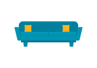 Canvas Print - Blue art sofa icon in flat style