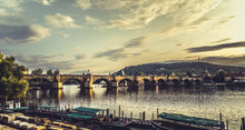 Charles Bridge Prague In Czech Republic.