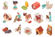 Pet Animals Isometric Icons