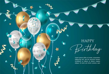 Wall Mural - Happy birthday vector illustration. Balloons.