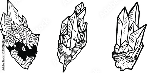 Fotografía Crystal Illustration Line Art Vector Set