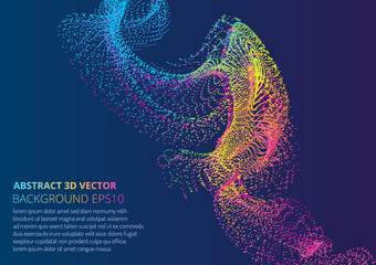 Poster - Abstract background with many particles. Optical illusion of movement.