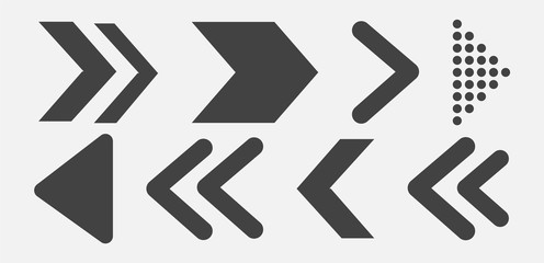 Poster - Black Arrows Set on White Background. Arrow, Cursor Icon. Vector Pointers Collection. Back, Next Web Page Sign